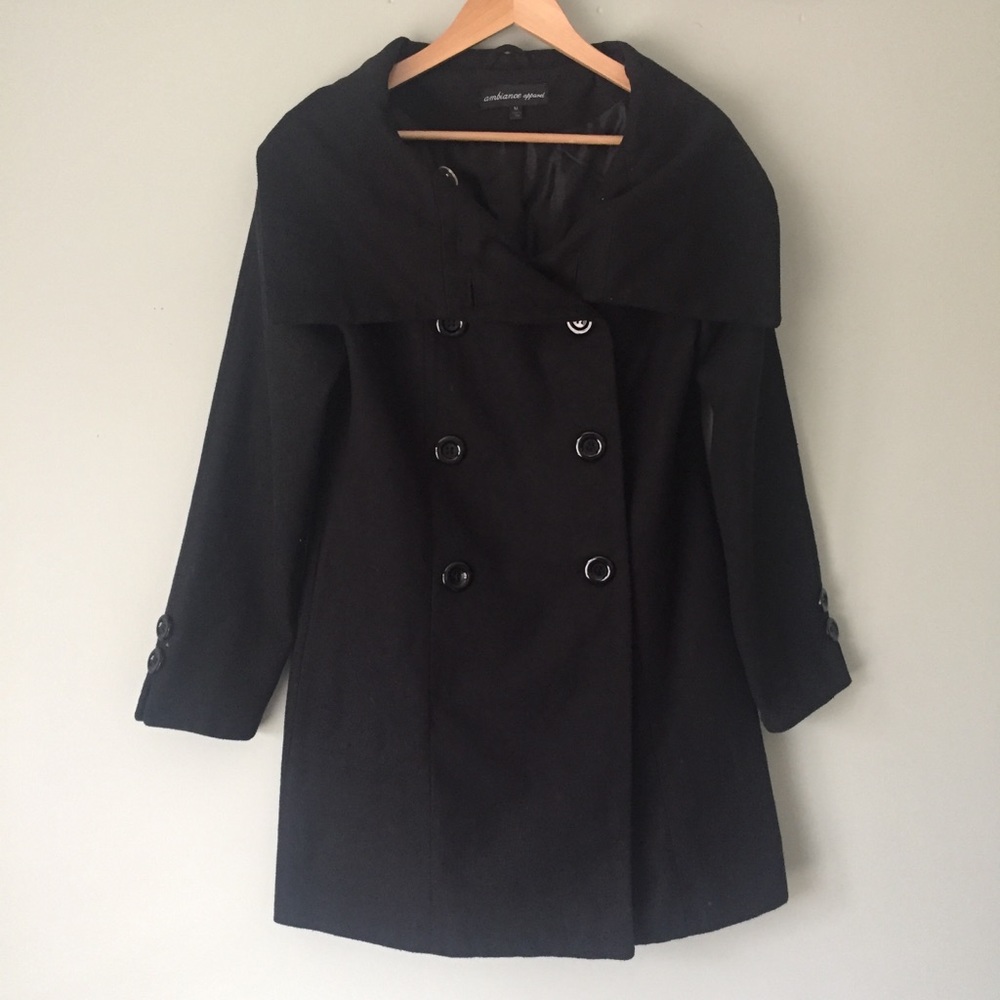Ambiance Apparel Black Wool Coat